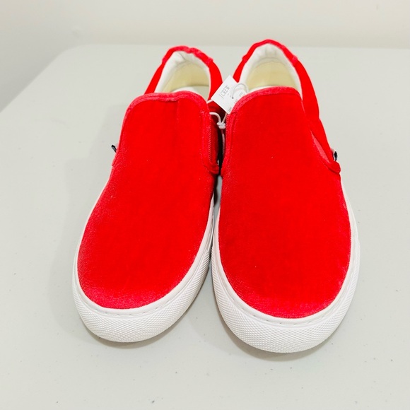 J. Crew women's 7 velvet road trip slip on sneakers in bright rose‎ pink - Picture 4 of 8